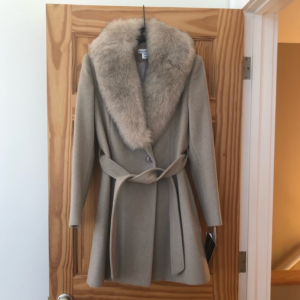 Sofia Cashmere wool fox fur coat